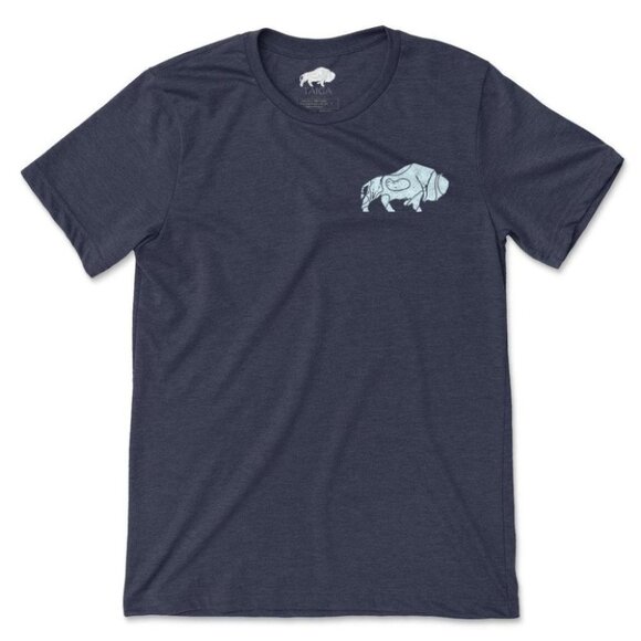 NWT Nature Graphic Tee T-Shirt Navy Blue Winter Iceberg Buffalo Bison Print - Picture 2 of 3